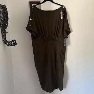 NEW YORK & CO / Olive Green Midi Cargo Dress Size: XL